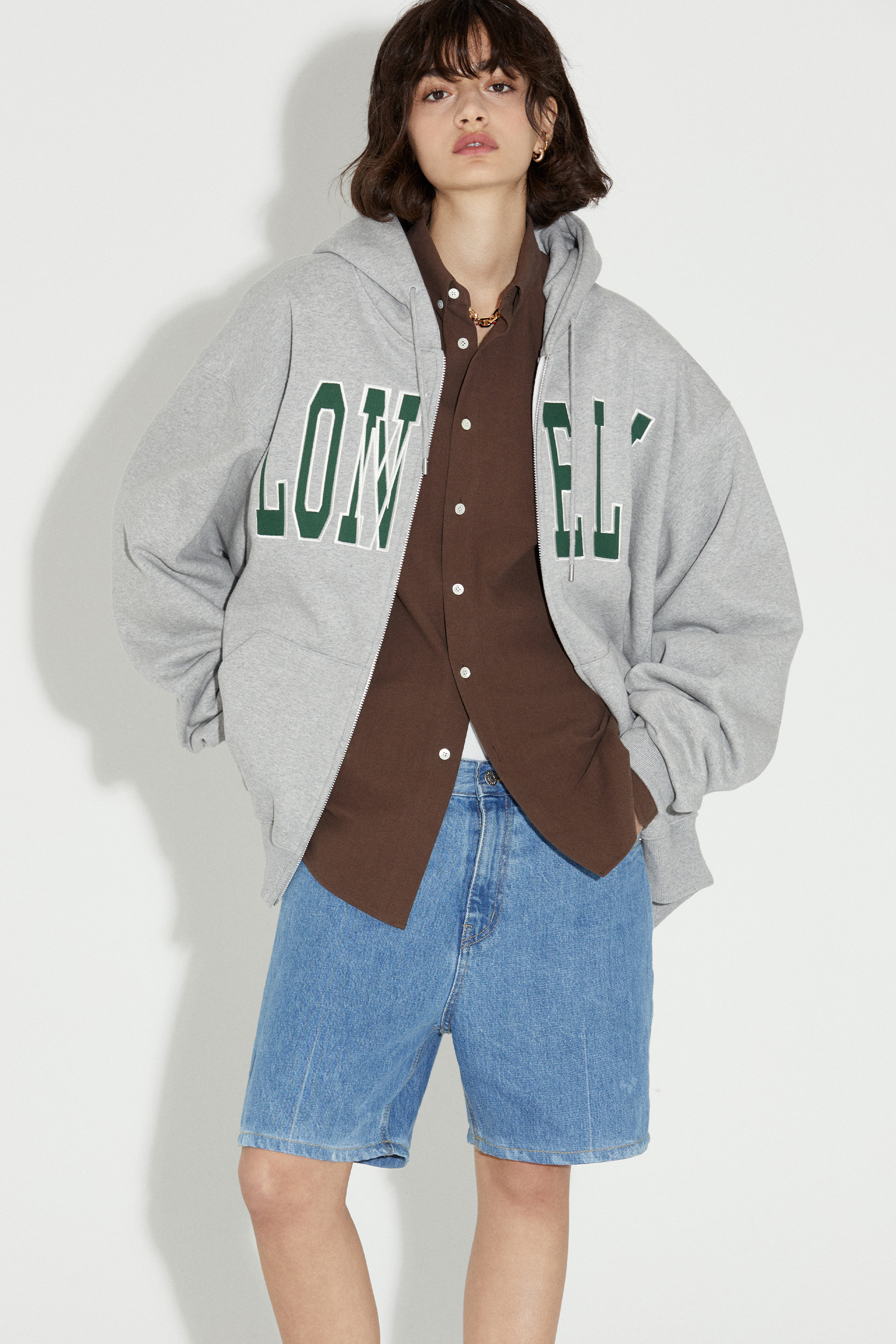 LONELY/LOVELY FLUFF HOODIE ZIP-UP GRAY